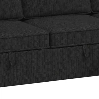 HOMCOM Sectional Sofa Bed Reversible Pull Out Sleeper Sofa Storage Ottoman, Black(m-12)