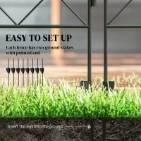 Outsunny Garden Fence, 4 Pack Steel Fence Panels, 11.5' L x 43" H, Rust-Resistant Decorative Border Flower Edging for Yard, Landscape, Patio, Outdoor Decor, Curved Vines(m-4)