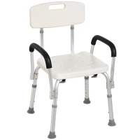 HOMCOM Shower Chair, Mobility Medical Grade Bath Chair, Adjustable Shower Bench with Removable Armrests for Seniors, Handicap, Disabled(m-11)