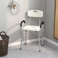 HOMCOM Shower Chair, Mobility Medical Grade Bath Chair, Adjustable Shower Bench with Removable Armrests for Seniors, Handicap, Disabled(m-2)