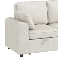 HOMCOM Modular Sectional Sofa Bed with Reversible Storage Ottoman, Pull Out Sleeper Sofa with Spring Cushion, Beige(m-12)