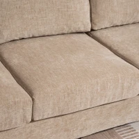 HOMCOM 3 Seater Sofa with USB Ports & Cup Holders, Chenille-Feel Upholstered Couch for Living Room, Light Brown(m-12)