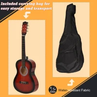 Soozier 36" Kids Acoustic Guitar Set with Easy Strings, Picks, and Waterproof Case Included, Beginner Acoustic Guitar for Kids, Portable Acoustic Child Guitar, Wine Red(m-5)