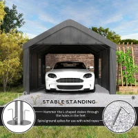 Outsunny 12 x 20ft Carport with 2 Roll-Up Doors, 4 Windows, Portable Garage with Removable Sidewalls for Car, Truck, Dark Grey(m-8)