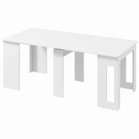 HOMCOM 23.6"-70.9" Extendable Dining Table for 6-8 People, Space-Saving Rectangular Kitchen Table for Small Spaces, Dining Room, Kitchen, Living Room, White(m-2)
