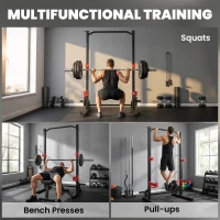 Soozier Power Cage Squat Rack, 1100LB Heavy-Duty Power Rack with Pull-Up Bar, Adjustable J-Hooks, Plates and Barbell Storage(m-5)