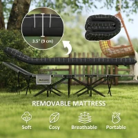 Outsunny 26.4" Wide Folding Bed, Camping Cot for Adults with Mattress, Storage Pocket, Carry Bag, Max Load 330 LBS, Black(m-4)