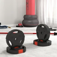Soozier 1-Inch Weight Plates, Barbell Weights Set for Weightlifting and Strength Training, 2 x 17lbs + 2 x 11lbs(m-7)