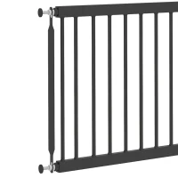 PawHut 26"-37" Dog Gate, Adjustable Pet Gate, Fits 18" Tall with 2 Extension, Pressure Mount Kit for Stairs and Doorways, Black(m-11)