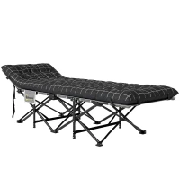 Outsunny 26.4" Wide Folding Bed, Camping Cot for Adults with Mattress, Storage Pocket, Carry Bag, Max Load 330 LBS, Black(m-2)