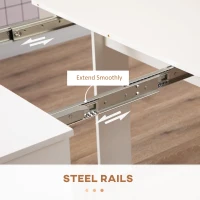 HOMCOM 23.6"-70.9" Extendable Dining Table for 6-8 People, Space-Saving Rectangular Kitchen Table for Small Spaces, Dining Room, Kitchen, Living Room, White(m-5)