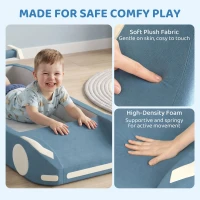 Qaba Climbing Toys for Toddlers, Foam Climbing Block Convert to Ball Pit or Toddler Bed for Gross Motor, 18-72 Months, Blue(m-4)