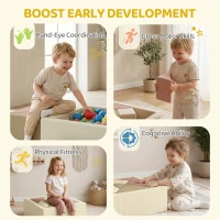 Qaba Toddlers Climbing Toys, 9-Piece Foam Climbing Blocks with Tangram Play, Washable Covers for Crawling or Ball Pit Play(m-7)