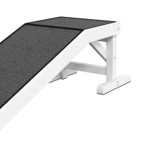 PawHut Pet Ramp, Bed Steps for Dogs Cats with Non-slip Carpet, 49"L x 16"W x 14"H, White Grey(m-9)