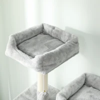 PawHut Cat Tree, 70" Multi-Level Cat Tower with 2 Condos, 2 Beds, Hammock, Toy Balls, Scratching Posts and Board, Light Grey(m-10)