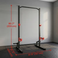 Soozier Power Cage Squat Rack, 1100LB Heavy-Duty Power Rack with Pull-Up Bar, Adjustable J-Hooks, Plates and Barbell Storage(m-3)