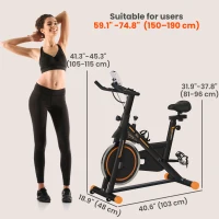 Soozier Upright Stationary Exercise Bike, Cardio Workout Training Bicycle w/ Adjustable Resistance LCD Monitor, Orange(m-3)