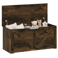 HOMCOM 39.4 Inches Storage Chest, Storage Trunk with 2 Safety Hinges for Living Room, Rustic Brown(m-13)