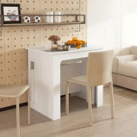 HOMCOM 23.6"-70.9" Extendable Dining Table for 6-8 People, Space-Saving Rectangular Kitchen Table for Small Spaces, Dining Room, Kitchen, Living Room, White(m-7)