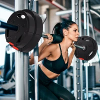 Soozier 1-Inch Weight Plates, Barbell Weights Set for Weightlifting and Strength Training, 2 x 17lbs + 2 x 11lbs(m-1)