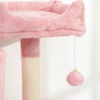 PawHut Cat Tree, 70" Multi-Level Cat Tower with 2 Condos, 2 Perches, Hammock, Toy Balls, Scratching Posts and Board, Pink(m-10)