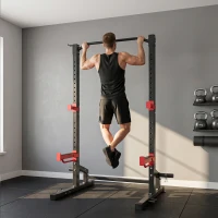 Soozier Power Cage Squat Rack, 1100LB Heavy-Duty Power Rack with Pull-Up Bar, Adjustable J-Hooks, Plates and Barbell Storage(m-8)