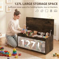 HOMCOM 39.4 Inches Storage Chest, Storage Trunk with 2 Safety Hinges for Living Room, Rustic Brown(m-4)