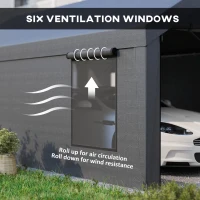 Outsunny 12 x 20ft Carport with 2 Roll-Up Doors, 4 Windows, Portable Garage with Removable Sidewalls for Car, Truck, Dark Grey(m-6)