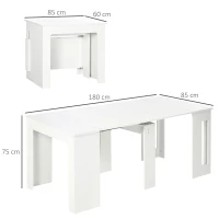 HOMCOM 23.6"-70.9" Extendable Dining Table for 6-8 People, Space-Saving Rectangular Kitchen Table for Small Spaces, Dining Room, Kitchen, Living Room, White(m-3)