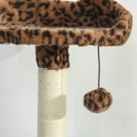 PawHut 63 Inch Cat Tree with Sisal Scratching Posts, Condos, Plush Perches, Hammock, Ladder, Dangling Balls, Leopard Print(m-10)