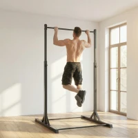 Soozier Portable Pull Up Station, Height Adjustable Pull Up Bar with 8 Levels for Home Gym Strength Training, 440LBS Capacity(m-1)