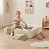 Qaba Toddlers Climbing Toys, 9-Piece Foam Climbing Blocks with Tangram Play, Washable Covers for Crawling or Ball Pit Play(m-1)