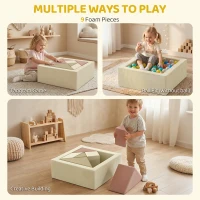 Qaba Toddlers Climbing Toys, 9-Piece Foam Climbing Blocks with Tangram Play, Washable Covers for Crawling or Ball Pit Play(m-4)