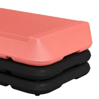 Soozier Adjustable Aerobic Stepper, 3-Level Exercise Step Platform with Risers 4", 6", 8", for Home Gym Fitness Workout, 330lbs Weight Capacity, Red(m-12)