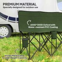 Outsunny 6 Seat Folding Camping Chair with Cup Holder and Carrying Case for Camping, Picnic, Sports Events, Dark Green(m-6)