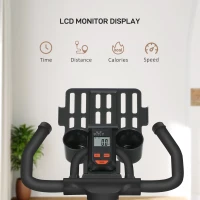 Soozier Adjustable Upright Stationary Exercise Bike w/ LCD Display, Indoor Cycling Bike for Home w/ Adjustable Resistance, Red(m-4)