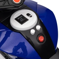 Qaba Kids Electric Motorcycle Ride-On Toy with 3 Wheels, Music, Horn, Lights, Blue(m-9)