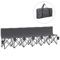 Outsunny 6 Seat Folding Camping Chair with Cup Holder and Carrying Case for Camping, Picnic, Sports Events, Dark Grey(m-9)