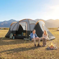 Outsunny 5 Person Family Tent, Outdoor Camping Tent with Lighting Hook, Carrying Bag for Camping, Hiking and Travelling, Black(m-8)