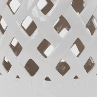 Outsunny 12.4" x 17.9" Ceramic Garden Stool with Woven Lattice Design, Indoor & Outdoor Decorative Accent Stool, White(m-14)