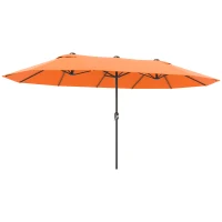 Outsunny 15' Outdoor Patio Umbrella with Twin Canopy Sunshade Steel Table Umbrella with Lift Crank Orange(m-9)