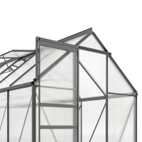 Outsunny 6' x 12' x 6.5' Polycarbonate Greenhouse, Walk-in Green House with Aluminum Frame Adjustable Roof Vent Galvanized Base Sliding Door Rain Gutter for Outdoor Garden, Grey(m-12)