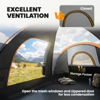 Outsunny 5 Person Family Tent, Outdoor Camping Tent with Lighting Hook, Carrying Bag for Camping, Hiking and Travelling, Black(m-6)