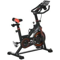 Soozier Exercise Bike, Flywheel Indoor Stationary Bike, Adjustable Height and Resistance, with LCD Monitor, Comfortable Seat Cushion, 264 lbs Capacity, Black and Red(m-1)