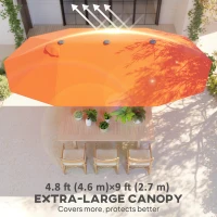 Outsunny 15' Outdoor Patio Umbrella with Twin Canopy Sunshade Steel Table Umbrella with Lift Crank Orange(m-4)