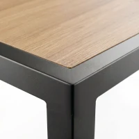 Outsunny Outdoor Side Table with SPC Woodgrain Tabletop, Metal Patio Coffee Table for Outside Garden, Brown(m-9)