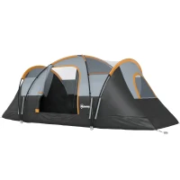 Outsunny 5 Person Family Tent, Outdoor Camping Tent with Lighting Hook, Carrying Bag for Camping, Hiking and Travelling, Black(m-2)