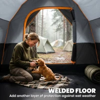 Outsunny 5 Person Family Tent, Outdoor Camping Tent with Lighting Hook, Carrying Bag for Camping, Hiking and Travelling, Black(m-5)