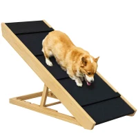 PawHut Adjustable Dog Ramp for Bed, Sofa, with Non-Slip Surface, Folding Dog Stair for Small, Medium, Large Dogs(m-9)