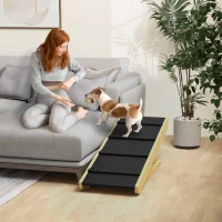 PawHut Adjustable Dog Ramp for Bed, Sofa, with Non-Slip Surface, Folding Dog Stair for Small, Medium, Large Dogs(m-1)